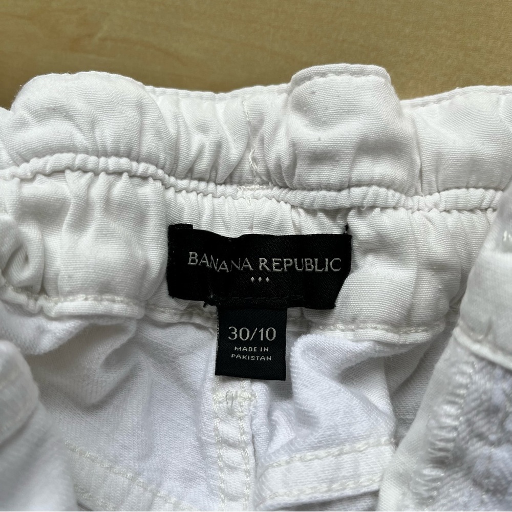 Banana Republic White Paperbag High Rise Denim Cuffed Shorts Size 30/10 - Picture 4 of 5